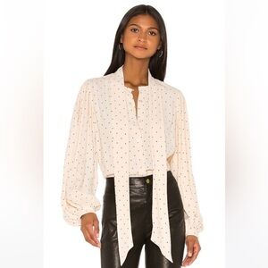 NWT $325 retail Equipment Cleone Blouse in Sand Dollar & True Black small